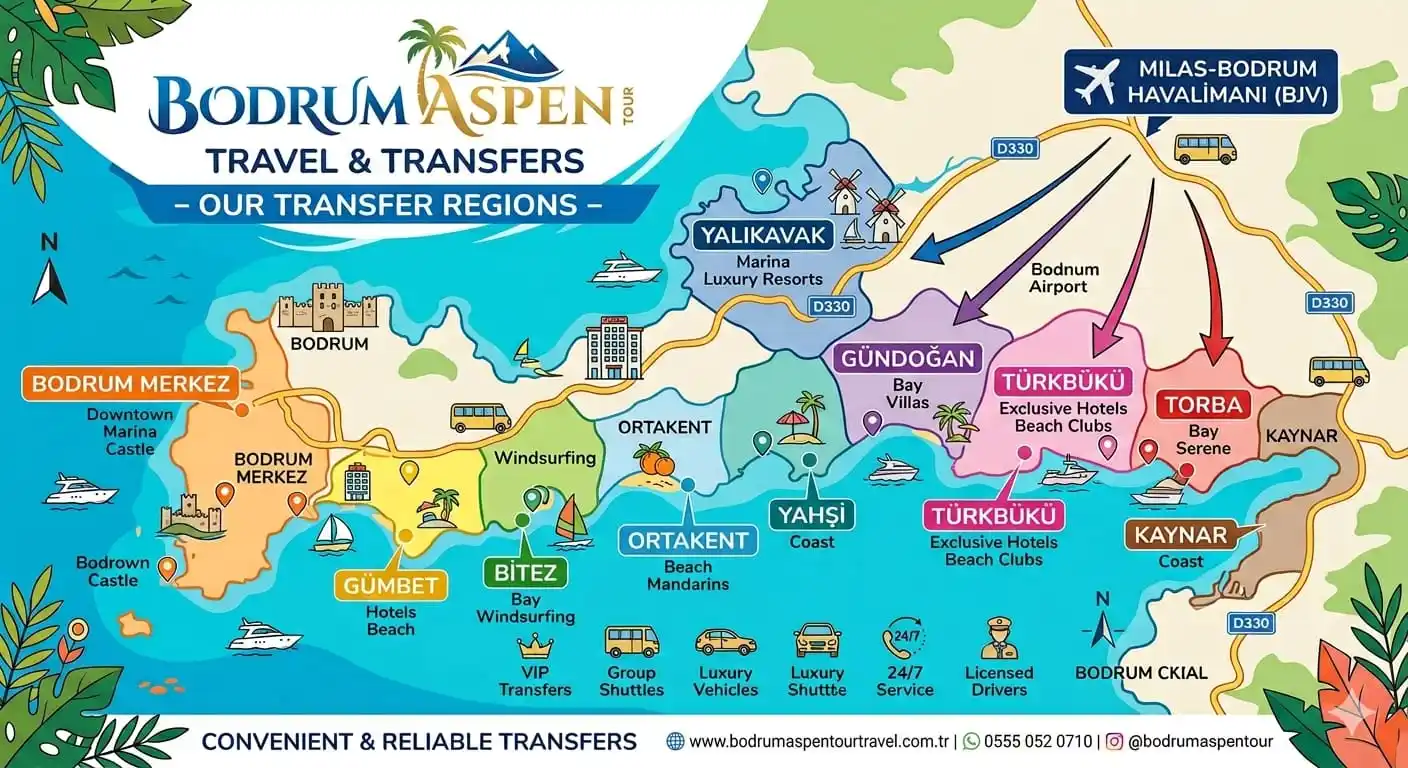 Bodrum VIP Transfer ve Bölgesel Tur Güzergahlarımız